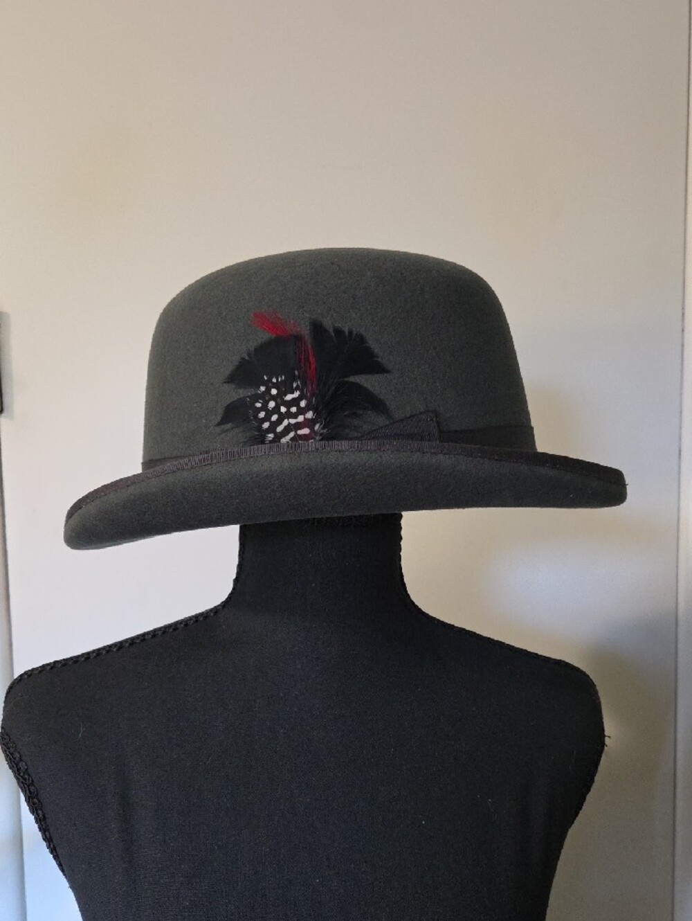 Scala Gray Wool Derby/ Bowler Hat with Black Trim